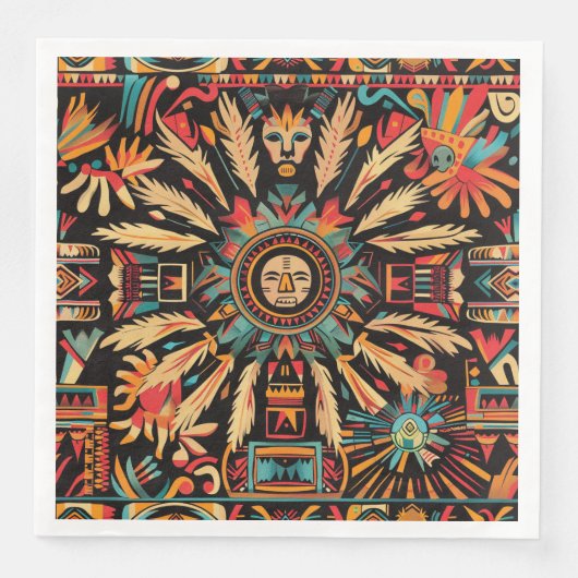 Chic Cyaan "Aztec Dream" Elegant Dinner Paper Napk Servet (Voorkant)
