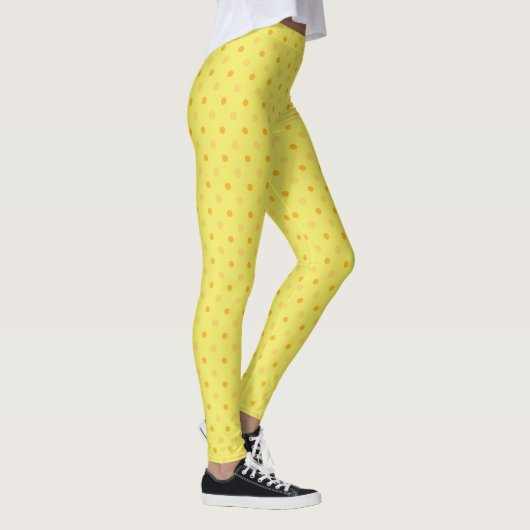 Chic Daffodil Yellow en Oranje Polka Dots Pattern Leggings (Rechts)