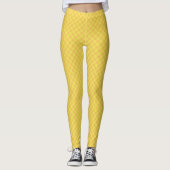 Chic Daffodil Yellow, Oranje Check Gingham Pattern Leggings (Voorkant)