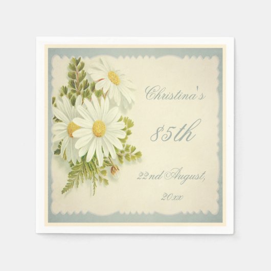 Chic Daisies 85e verjaardag Serviettes Servetten (Voorkant)