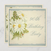 Chic Daisies 90th Birthday Kaart (Voorkant / Achterkant)