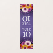 Chic Daisies Paarse Glitter Wedding Table Kaarten (Buitenkant ongevouwen)