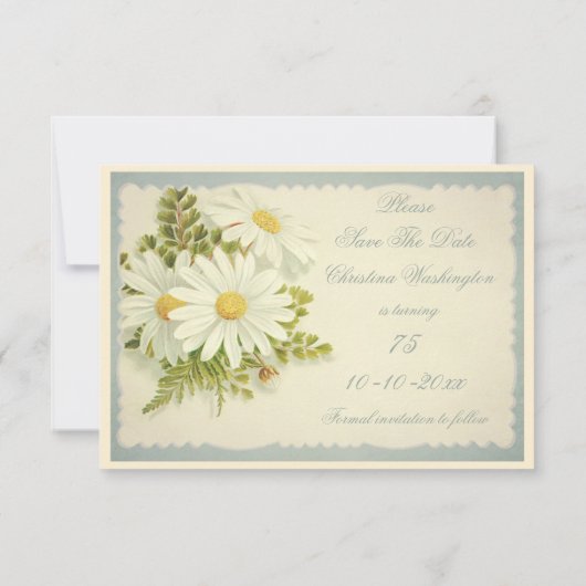 Chic Daisies sparen de datum 75th Save The Date (Achterkant)