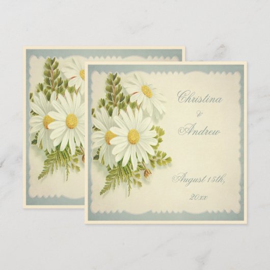 Chic  Daisies Wedding Invite Kaart (Voorkant / Achterkant)