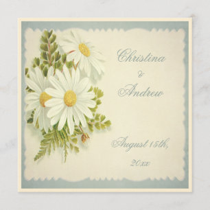 Chic  Daisies Wedding Invite Kaart