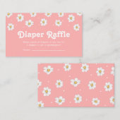 Chic Daisy Flower Blush Pink Diaper Raffle Informatiekaartje (Voorkant / Achterkant)