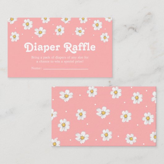 Chic Daisy Flower Blush Pink Diaper Raffle Informatiekaartje (Voorkant / Achterkant)
