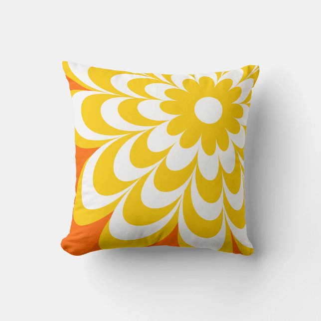 Chic Daisy Persoonlijk Sierkussen - Oranje (Voorkant)