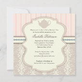 Chic Damask  Baby shower Tea Invitation Kaart (Achterkant)