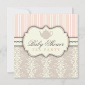 Chic Damask  Baby shower Tea Invitation Kaart (Voorkant)