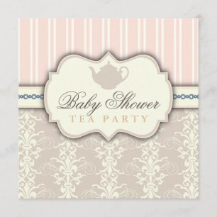 Chic Damask  Baby shower Tea Invitation Kaart
