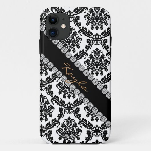 CHIC DAMASK BLEEK I phone 5 HOESJE BLACK & WHITE (Achterkant)