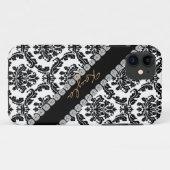 CHIC DAMASK BLEEK I phone 5 HOESJE BLACK & WHITE (Achterkant (horizontaal))