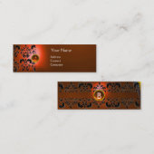 CHIC DAMASK EDELSTEEN MONOGRAM oranje Mini Visitekaartje (Voorkant / Achterkant)