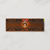 CHIC DAMASK EDELSTEEN MONOGRAM oranje Mini Visitekaartje (Achterkant)