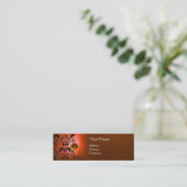 CHIC DAMASK EDELSTEEN MONOGRAM oranje Mini Visitekaartje (Staand voorkant)