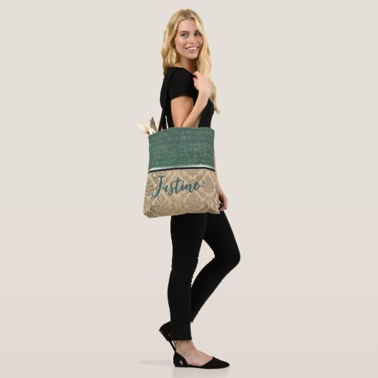 Chic Damask Egyptian Hieroglyphs Tote Bag (Op model)