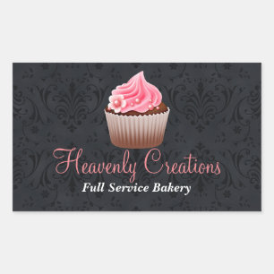 Chic Damask en Cupcake Bakery Sticker