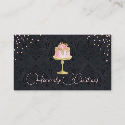 Chic Damask en Fancy Cake Bakery Visitekaartje (Voorkant)