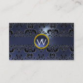 CHIC DAMASK GEM MONOGRAM blauw Visitekaartje (Achterkant)