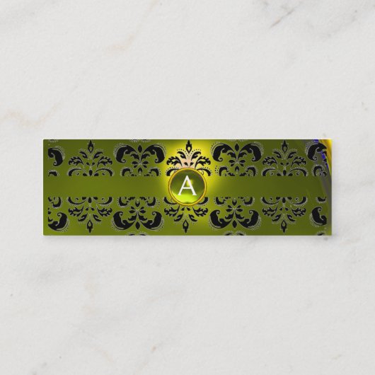 CHIC DAMASK GEM MONOGRAM geel Mini Visitekaartje (Achterkant)