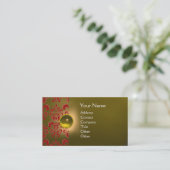 CHIC DAMASK GEM MONOGRAM geel rood Visitekaartje (Staand voorkant)