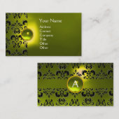 CHIC DAMASK GEM MONOGRAM geel Visitekaartje (Voorkant / Achterkant)