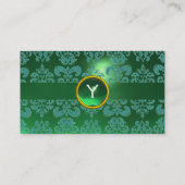 CHIC DAMASK GEM MONOGRAM green blue Visitekaartje (Achterkant)