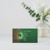 CHIC DAMASK GEM MONOGRAM green red Visitekaartje (Staand voorkant)