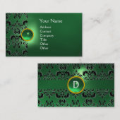 CHIC DAMASK GEM MONOGRAM green Visitekaartje (Voorkant / Achterkant)