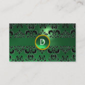 CHIC DAMASK GEM MONOGRAM green Visitekaartje (Achterkant)