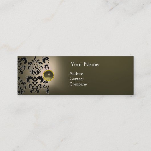 CHIC DAMASK GEM MONOGRAM grijs Mini Visitekaartje (Voorkant)