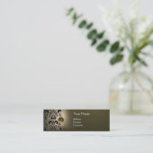 CHIC DAMASK GEM MONOGRAM grijs Mini Visitekaartje (Staand voorkant)