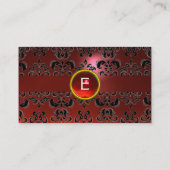 CHIC DAMASK GEM MONOGRAM red Visitekaartje (Achterkant)