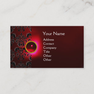 CHIC DAMASK GEM MONOGRAM rood bordeaux Visitekaartje