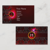 CHIC DAMASK GEM MONOGRAM rood bordeaux Visitekaartje (Voorkant / Achterkant)