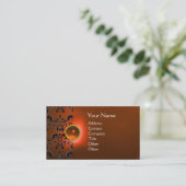 CHIC DAMASK GEM MONOGRAM sinaasappel Visitekaartje (Staand voorkant)