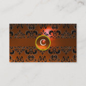 CHIC DAMASK GEM MONOGRAM sinaasappel Visitekaartje (Achterkant)