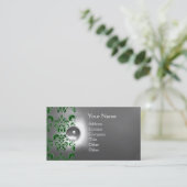 CHIC DAMASK GEM MONOGRAM white green Visitekaartje (Staand voorkant)