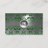 CHIC DAMASK GEM MONOGRAM white green Visitekaartje (Achterkant)