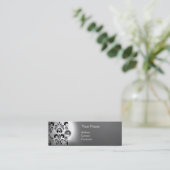 CHIC DAMASK GEM MONOGRAM white Mini Visitekaartje (Staand voorkant)