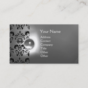 CHIC DAMASK GEM MONOGRAM white Visitekaartje