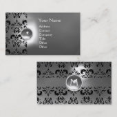 CHIC DAMASK GEM MONOGRAM white Visitekaartje (Voorkant / Achterkant)