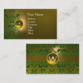 CHIC DAMASK GEM MONOGRAM yellow green Visitekaartje (Voorkant / Achterkant)