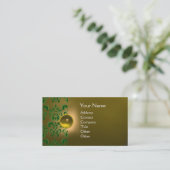 CHIC DAMASK GEM MONOGRAM yellow green Visitekaartje (Staand voorkant)