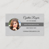 Chic Damask Grey Photo Blogger Visitekaartje (Voorkant)