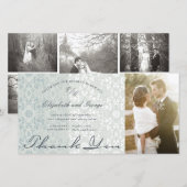  Chic Damask Lace Powder Blue Photo Weddenschap Bedankkaart (Voorkant / Achterkant)
