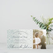  Chic Damask Lace Powder Blue Photo Weddenschap Bedankkaart (Staand voorkant)