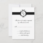 Chic Damask Monogram RSVP Card Wedding Kaartje (Achterkant)