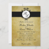 Chic Damask Monogram Weddenschap Kaart (Achterkant)